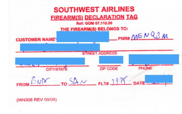 southwest airlines gun travel policy