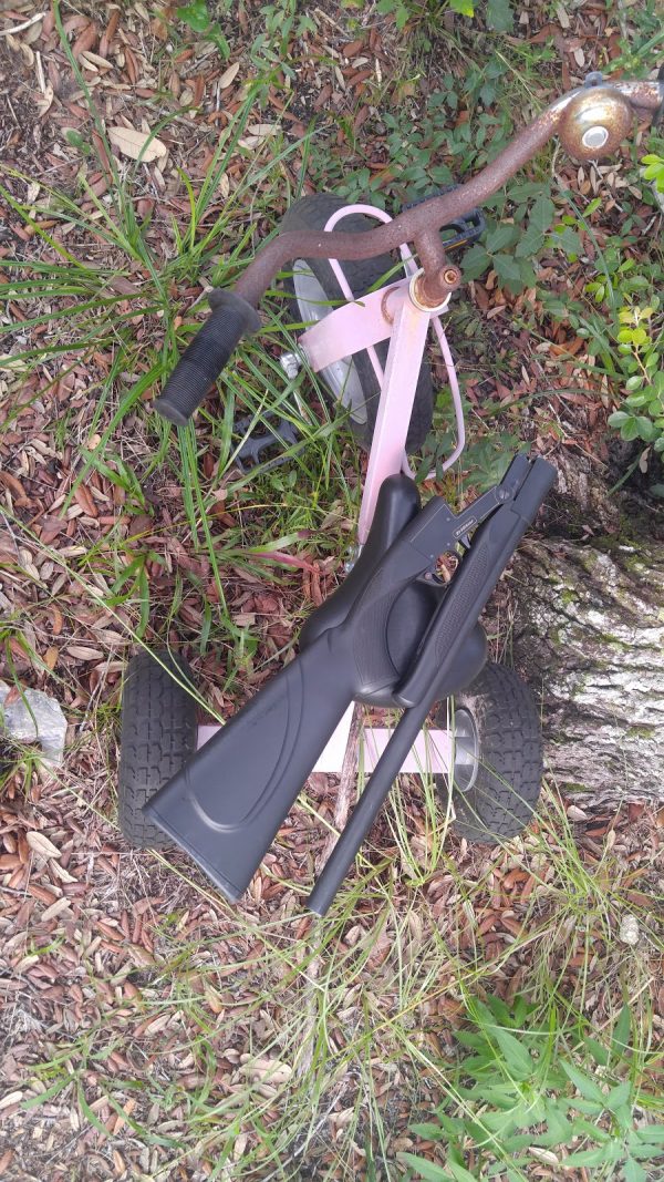 trike with folding rifle