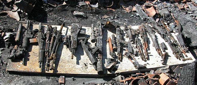 All that remains of what was in the safe after a house fire