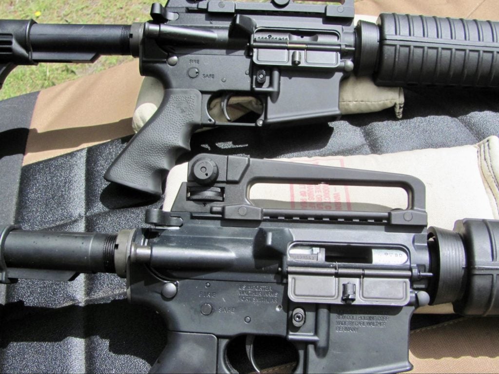 5.56 AR-15 (Top) Colt M4 in .22 LR (Bottom)