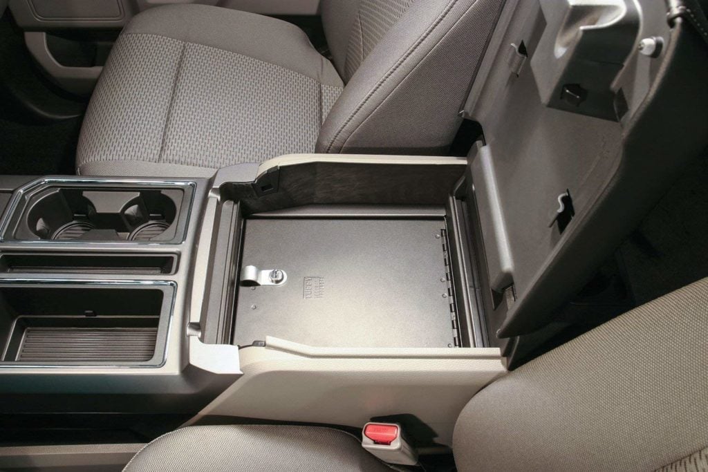 Console vault in a Ford F-150