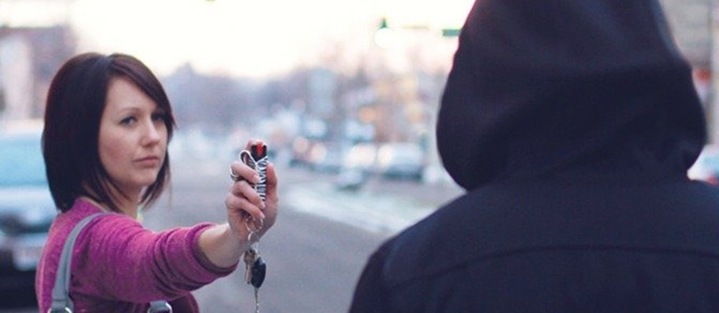 She may look cool, but this is not the posture that will keep you safe.