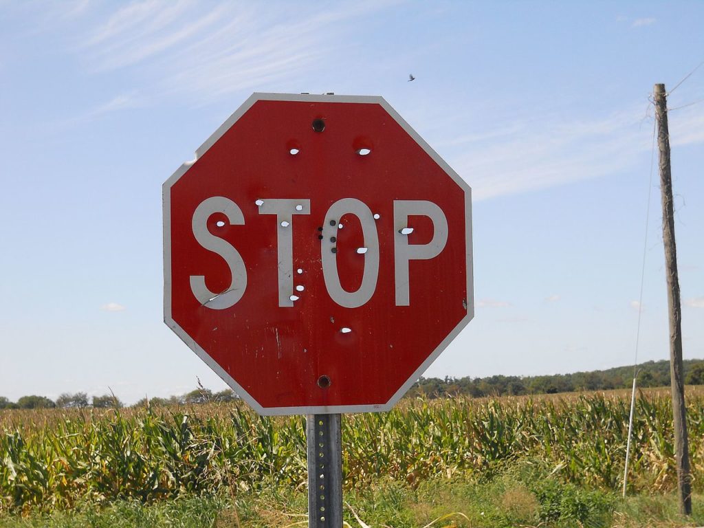 plinking at stop sign.