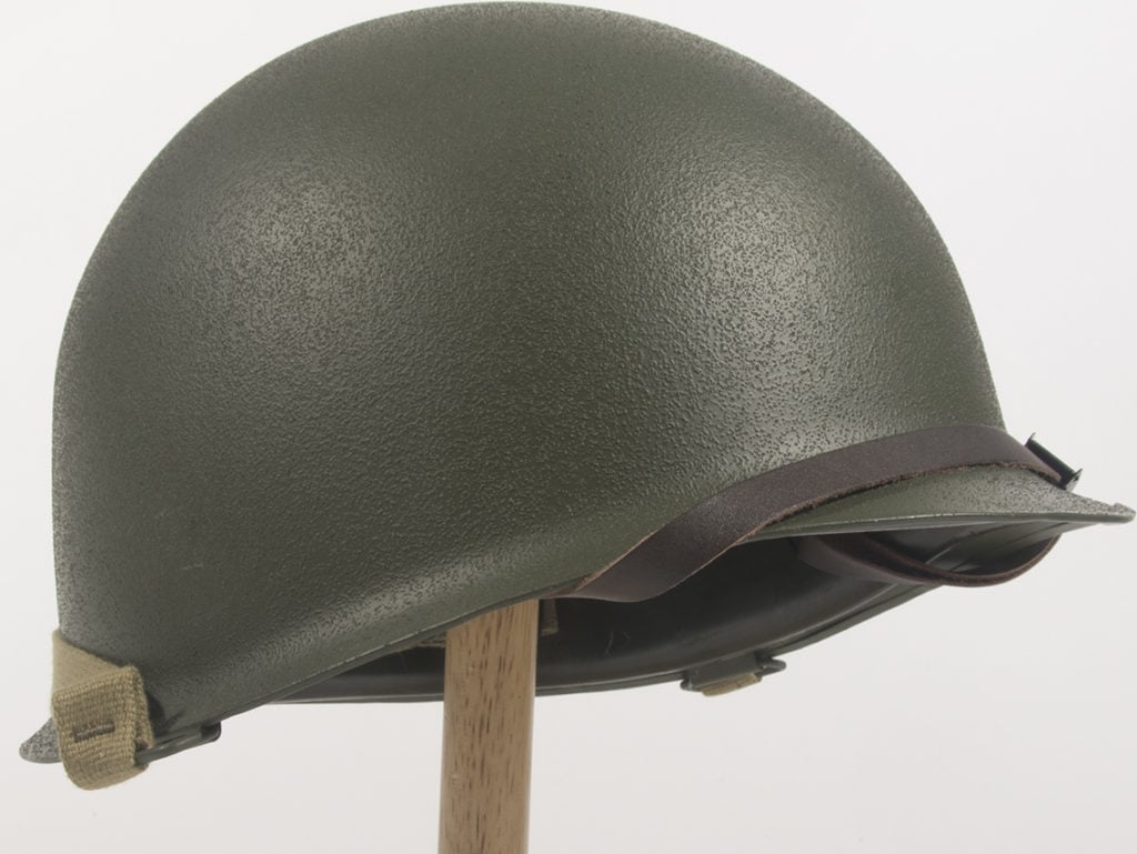 The M1 Helmet, standard issue to US armed forces (except paratroops) during World War II.