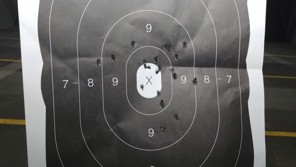 21 shots into NRA B-29 target at 40 feet - Bersa Firestorm