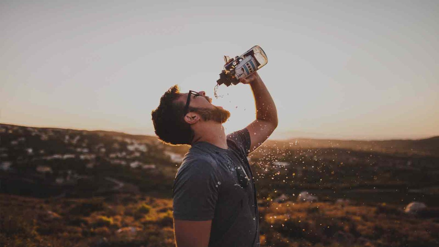 Man with water bottle