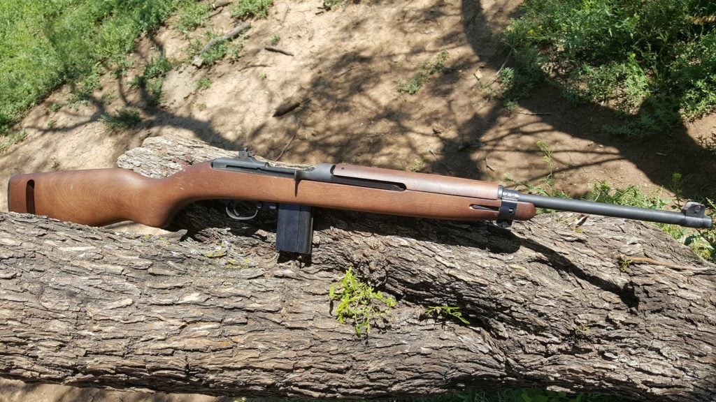 M1 Carbine on a log