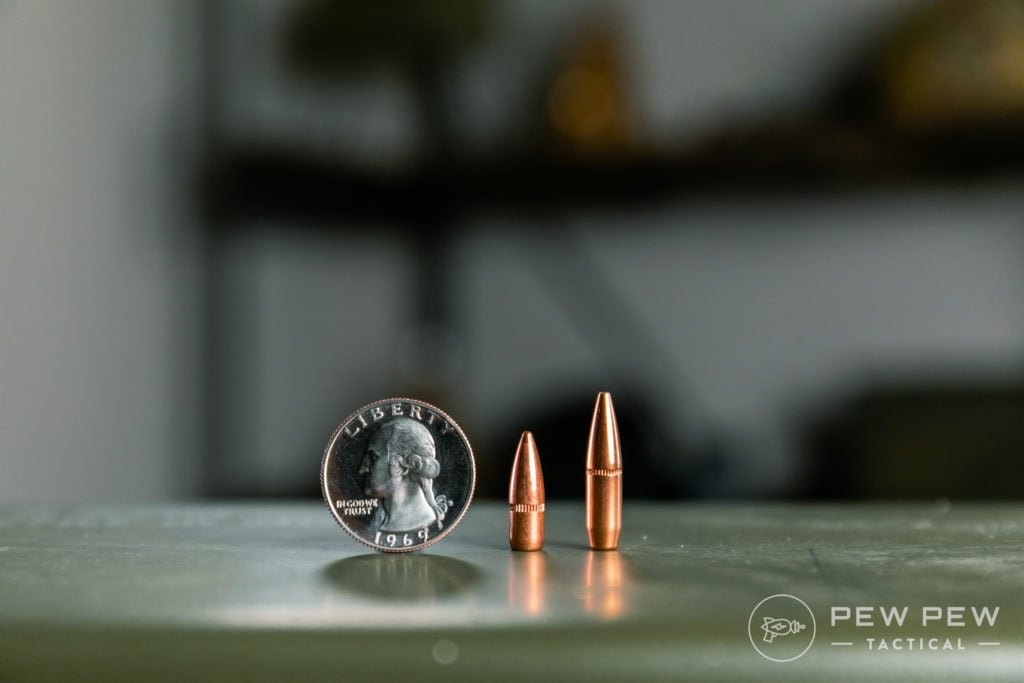 5.56 (55gr vs 77gr)