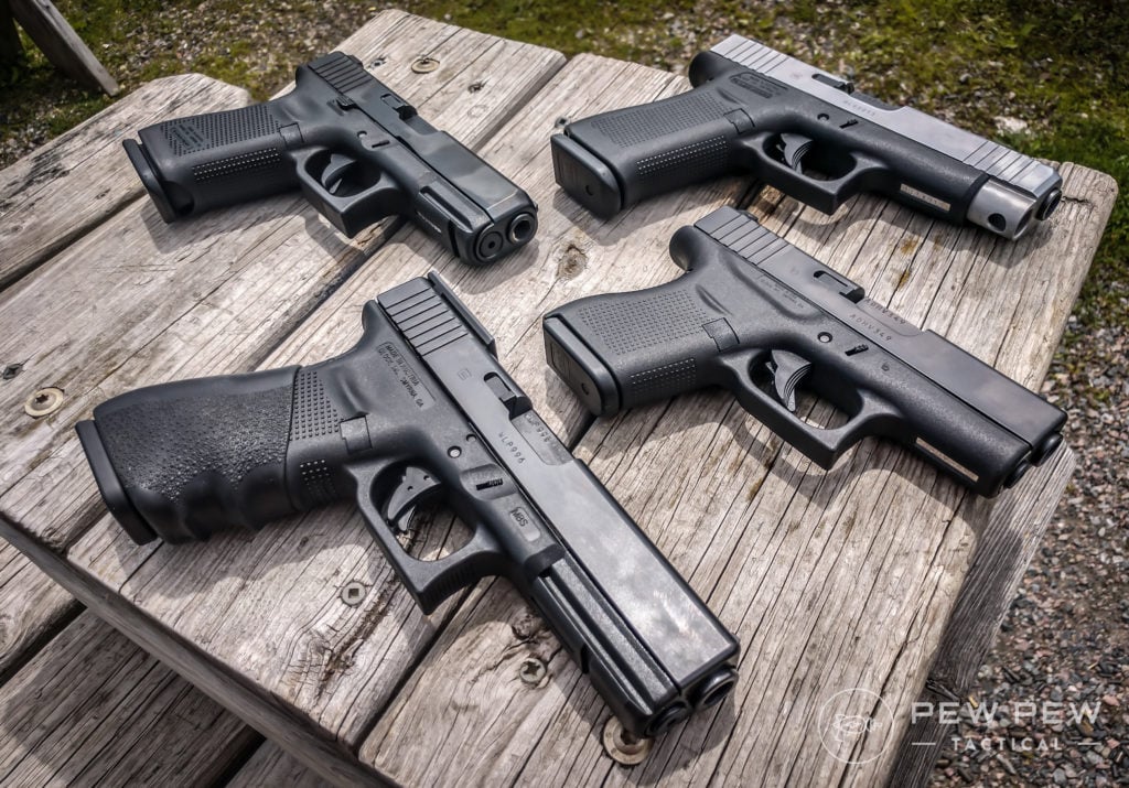 A few of the author’s Glocks.