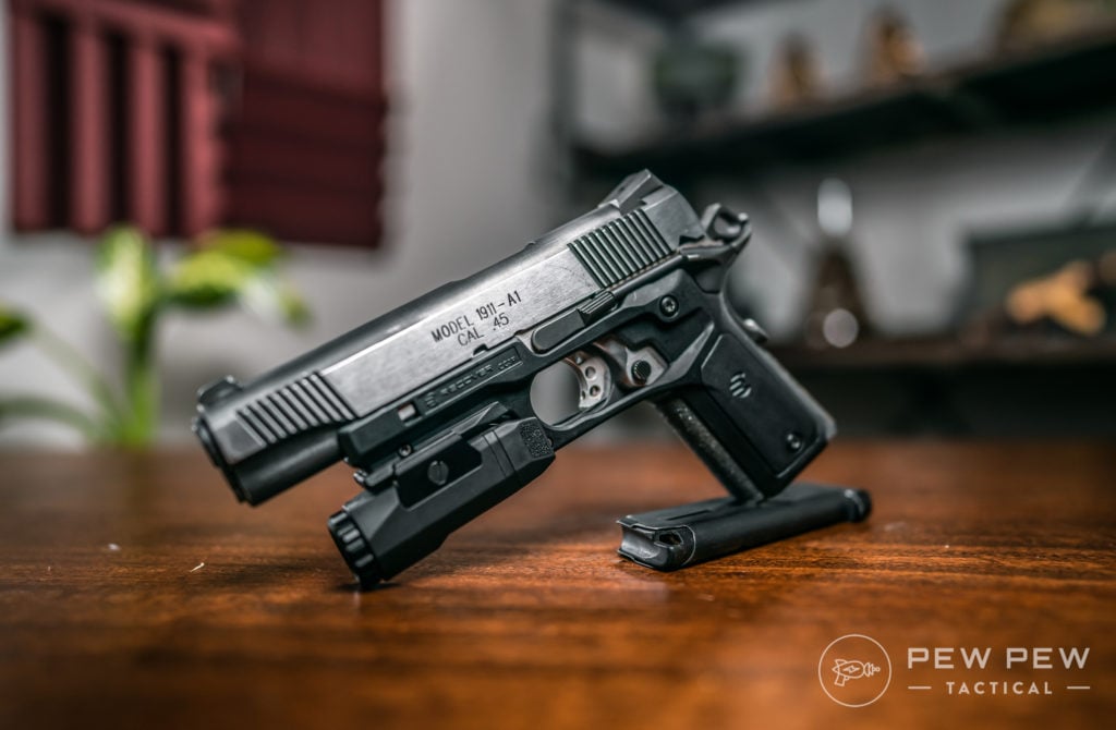 Springfield Loaded 1911 with Recover Tactical Grips and Inforce