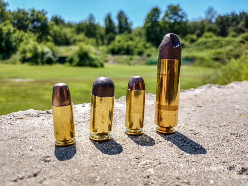 Frangibles from Sinterfire and Inceptor, left to right 9mm, .45 ACP, 10mm, and .50 Beowulf. Inceptor is easy to distinguish from others due to its dark brown color & fluted bullet