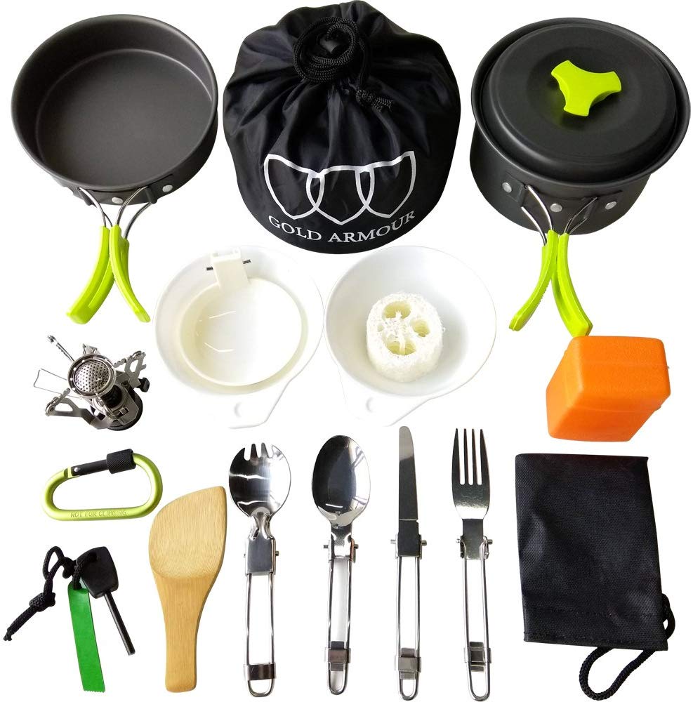 Gold Armour 17-Piece Camping Cookware Mess Kit