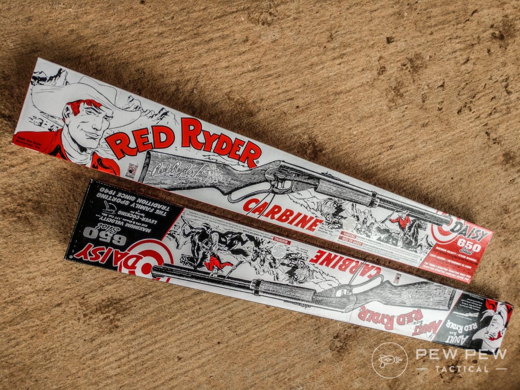 This year Daisy brought back the retro, out-of-print packaging for their youth and adult Red Ryder Model 1938s