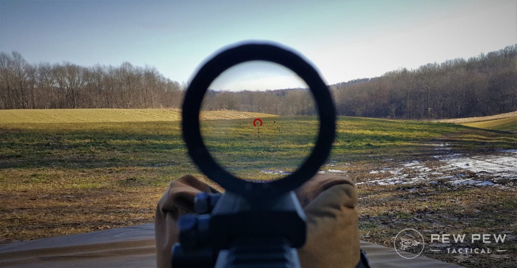 looking through a rifle scope