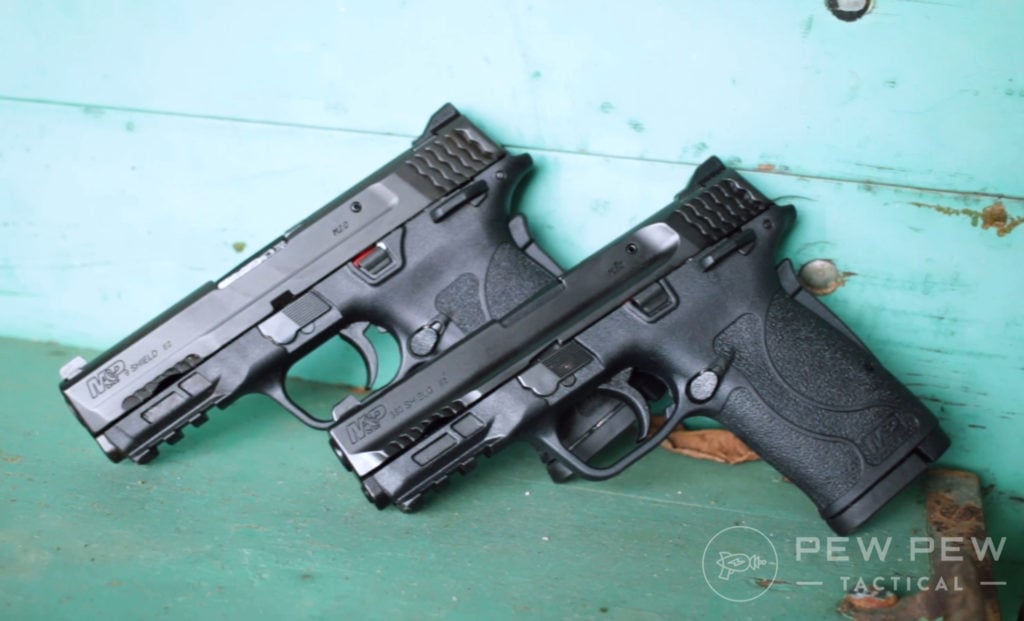 Shield EZ 9mm Vs EZ380 next to each other