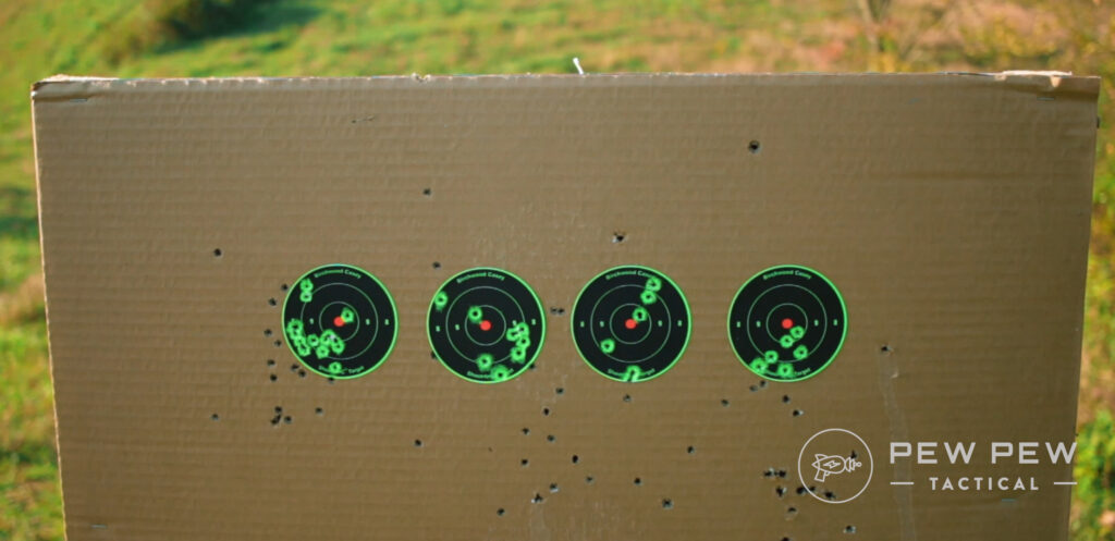 KelTec CP33 Off hand groups standing at 7 yards