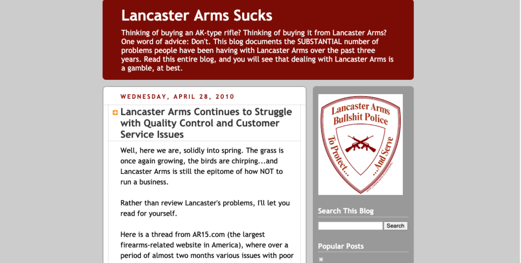 Lancaster Arms Sucks