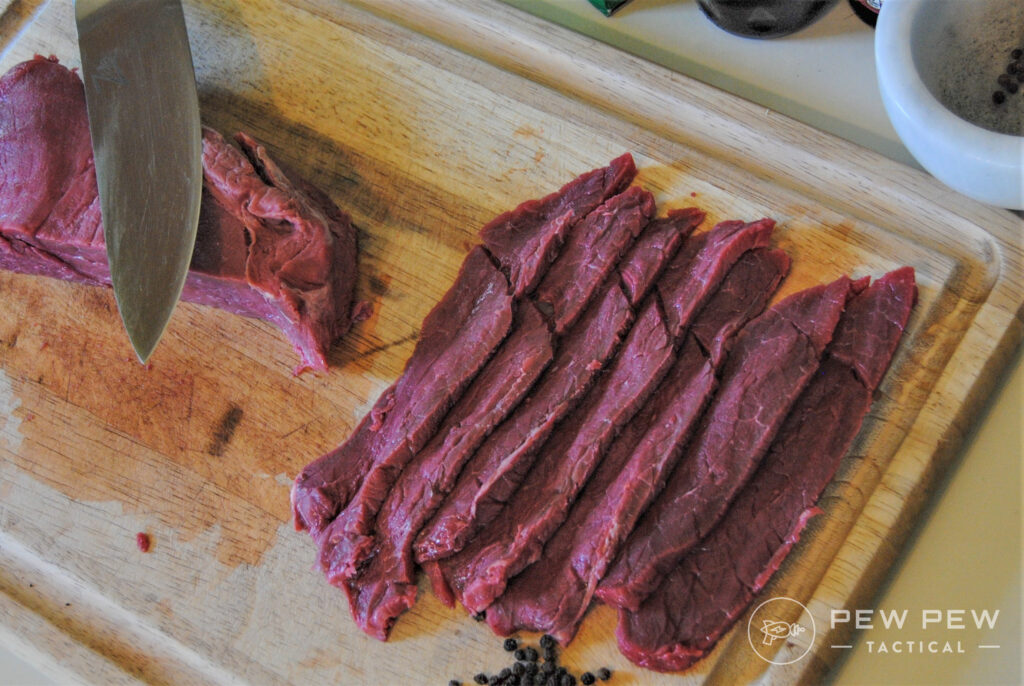 Cuts of steak, all ready to be made into delicious jerky