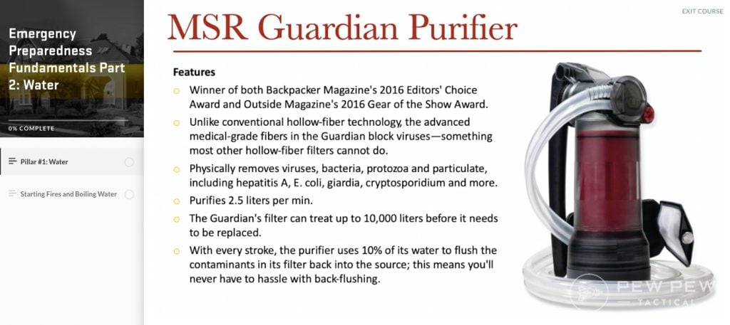 USCCA Survival, Water