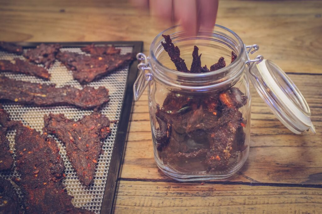 More beef jerky in a jar