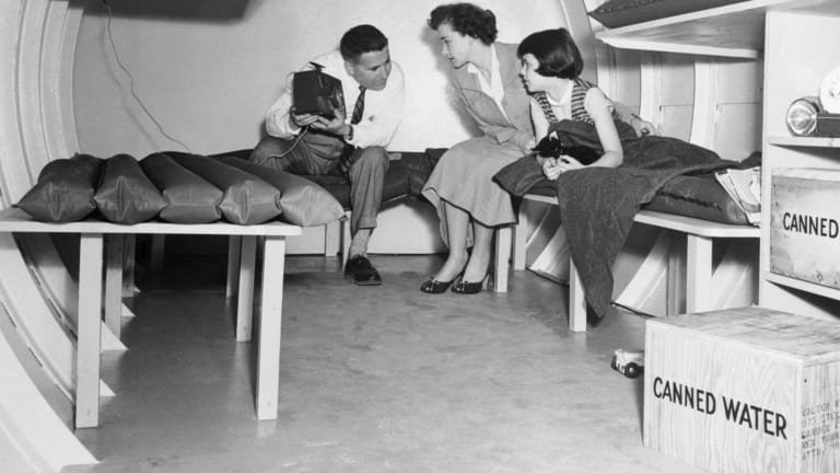 Listening to the radio in a bunker