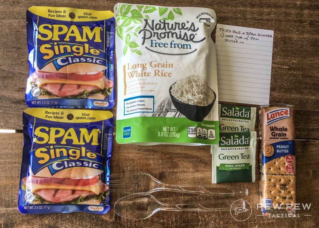 DIY MRE Fried Rice and Spam Ingredients