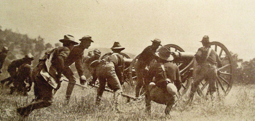 American soldiers fighting in the Moro Rebellion