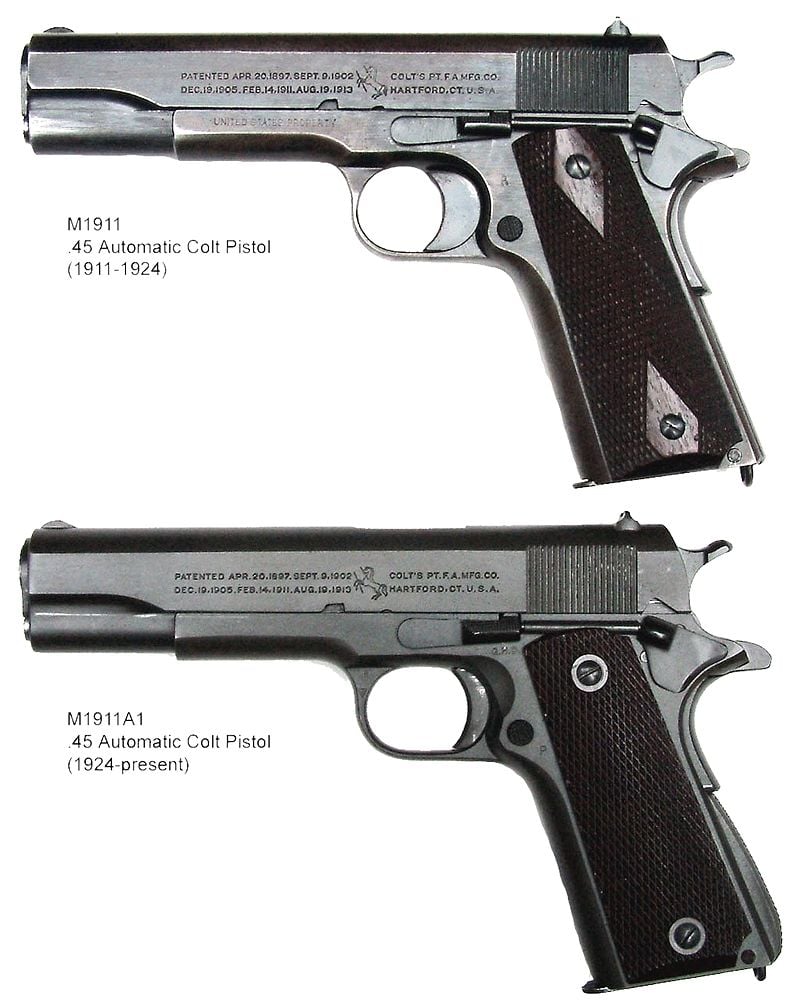 M1911 (top) and M1911A1 (bottom)