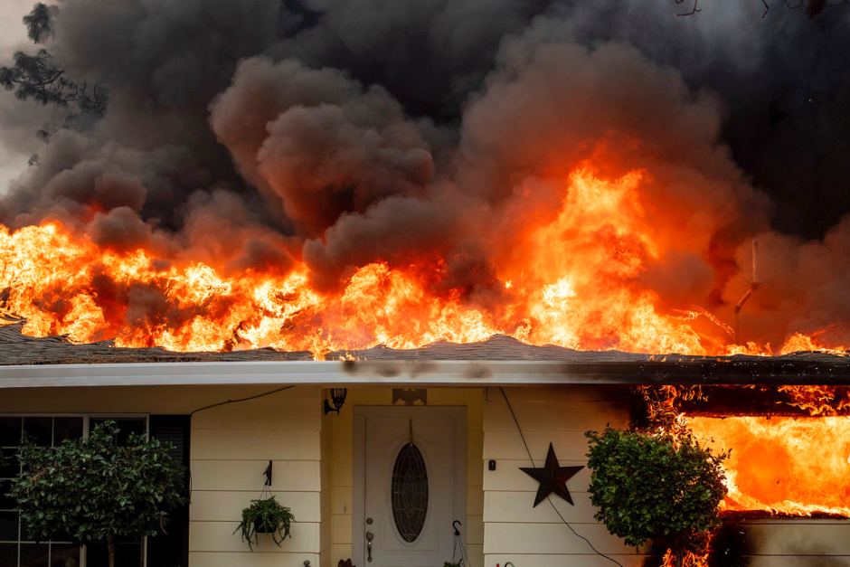 Paradise home on fire (ABC)