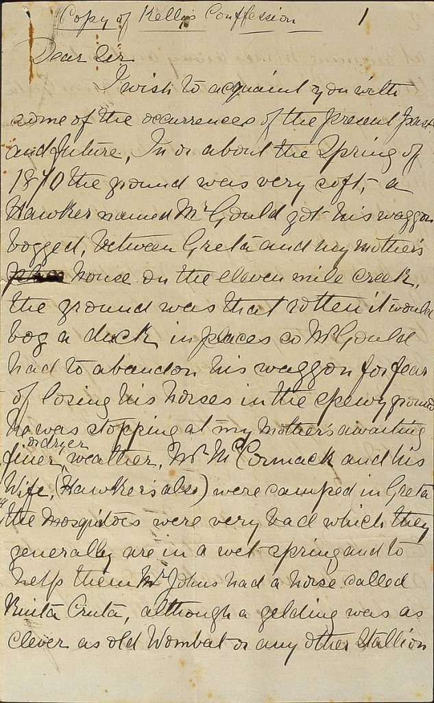 Transcription Ned Kelly's Jerilderie Letter
