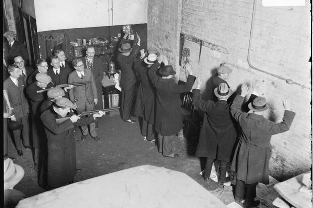 Reenactment of the St. Valentine's Day Massacre.