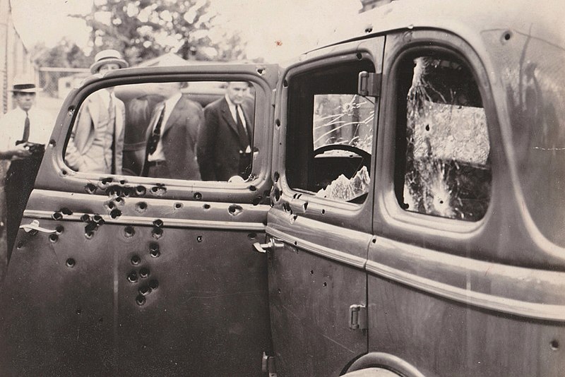 Bonnie and Clyde car after final shoot out