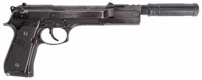 The Beretta 92FS with an AL-GI-MEC compensator and suppressor used by Leon in the film