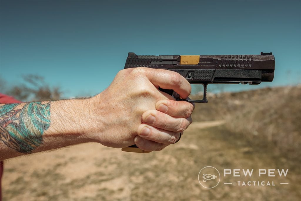 CZ P-10 F Comp Ready two hands