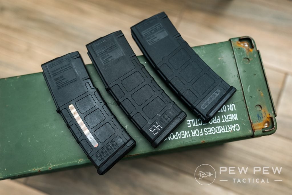 Magpul PMAG, (L to R), Gen M3 Window, Gen M3, Gen M2