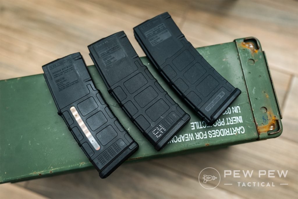 Magpul PMAG, (L to R), Gen M3 Window, Gen M3, Gen M2