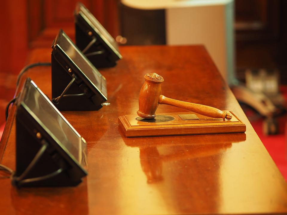 Judge's gavel and desk
