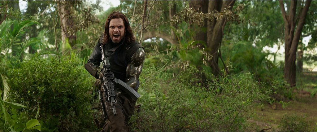 Bucky with his M249 in Infinity War