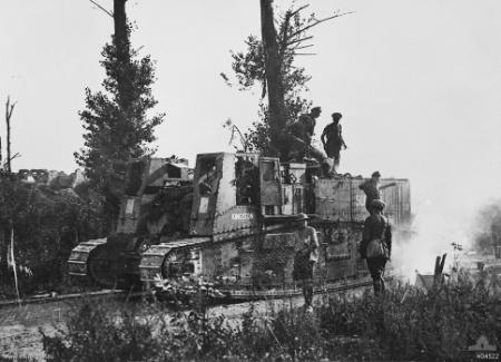 Gun Carrier Mark I Tank at Miraumont during the Second Somme Offensive