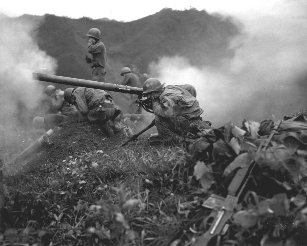 M-20 75 mm recoilless rifle being fired during the Korean War