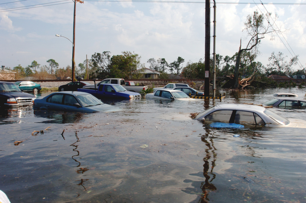 Submerged cars after Katrina