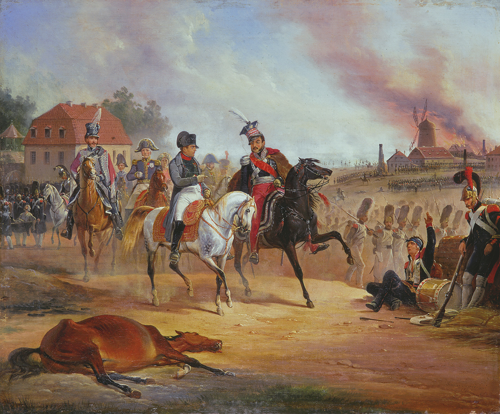 Napoleon and Józef Antoni Poniatowski at the Battle of Leipzig by January Suchodolski