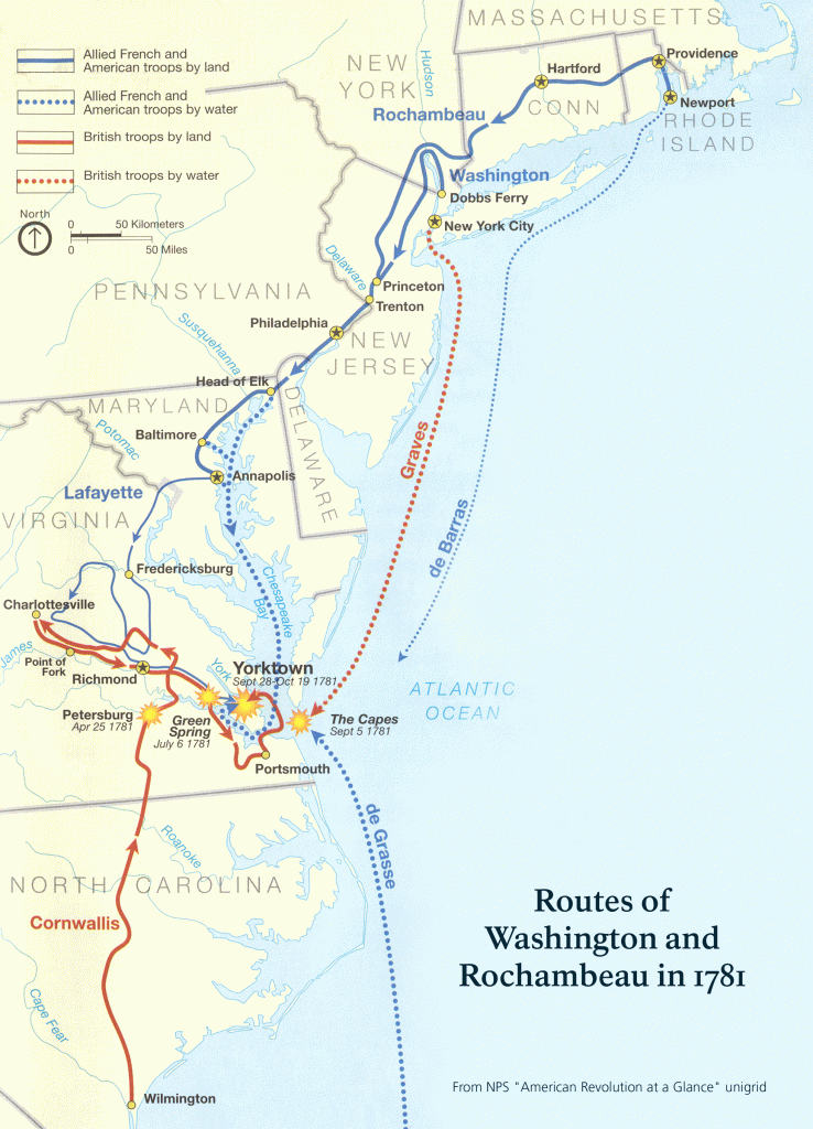 Official National Park Service map of the Washington-Rochambeau Revolutionary Route