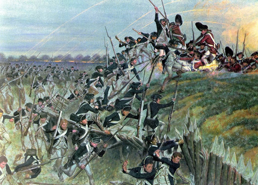 Storming of redoubt#10 during the Siege of Yorktown by H. Charles McBarron, Jr.