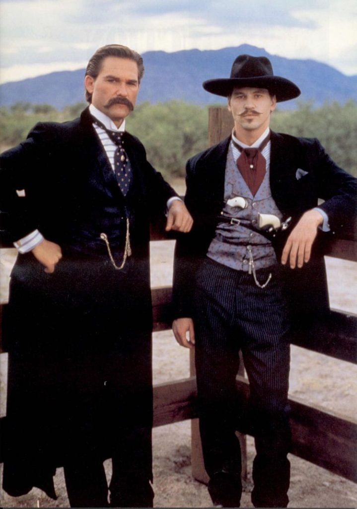 Val Kilmer as Doc Holliday (left) with Kurt Russel as Wyatt Earp (right)