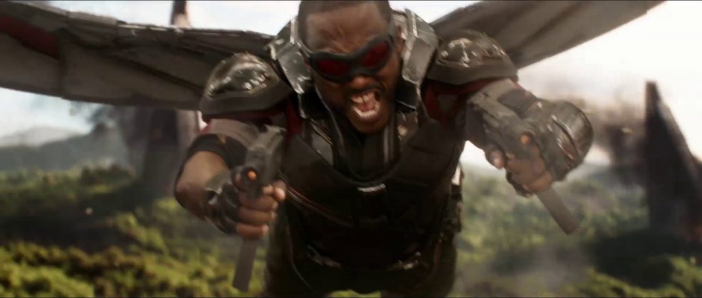 Sam flying into battle with this Steyr SPP pistols in Avengers Infinity War