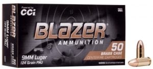 CCI Blazer Brass 9mm 124 GR FMJ, 50rds – $10.99 image