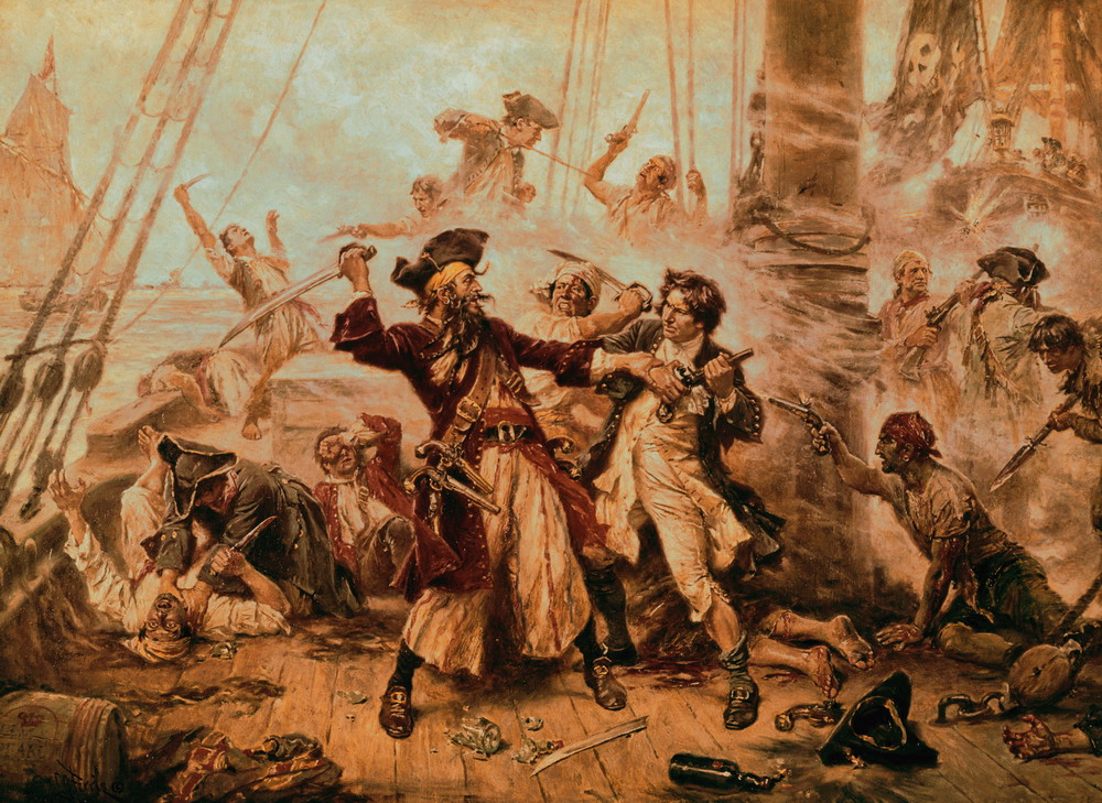 The Capture of the Pirate Blackbeard 1718 by Jean Leon Gerome Ferris