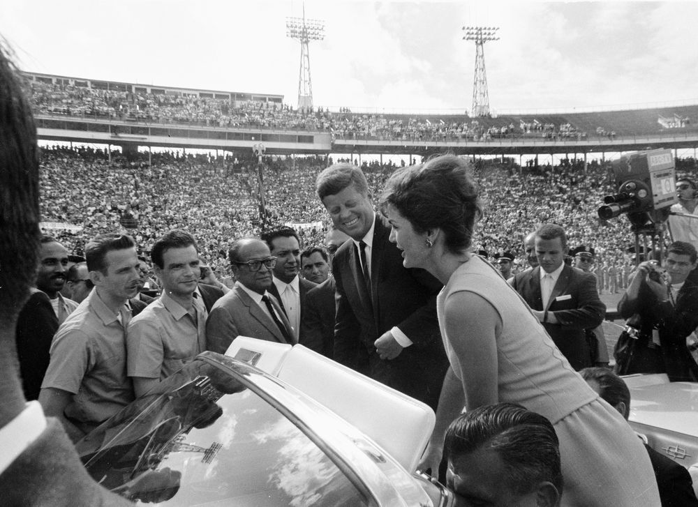 The Kennedys greet members of the 2506 Cuban Invasion Brigade