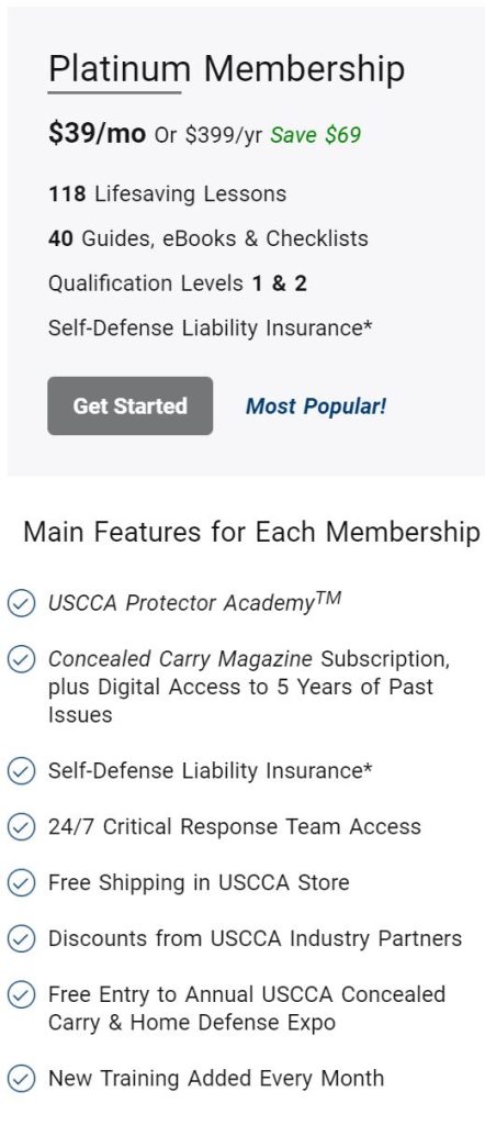 USCCA Platinum Membership, 2023